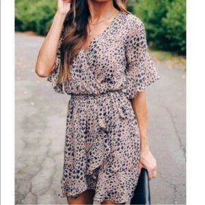 Boutique Pink & Black Leopard Print Mini Dress